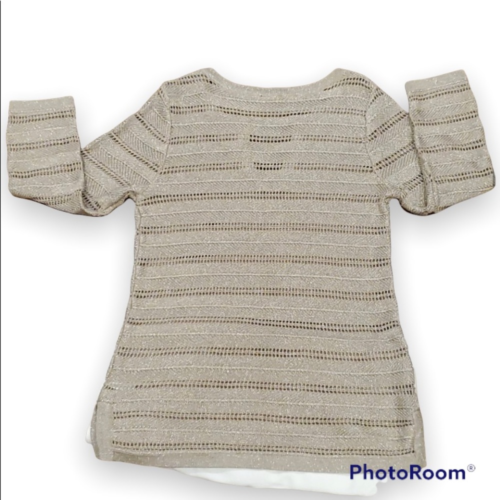 Metallic gold loose knit sweater
